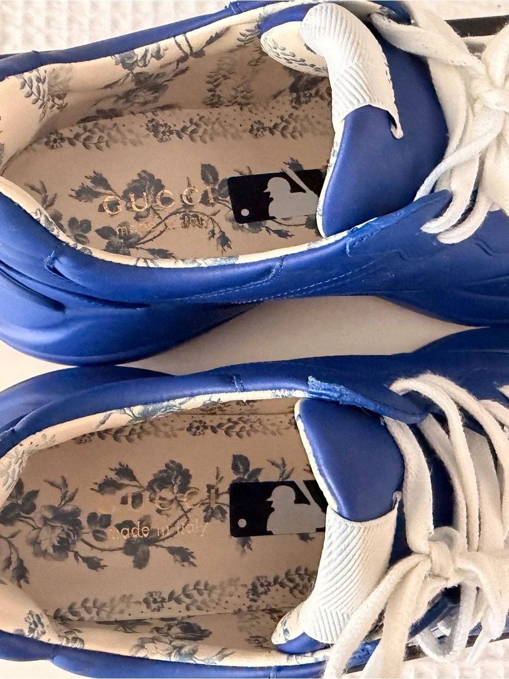 Gucci White Rhyton Logo Sneakers